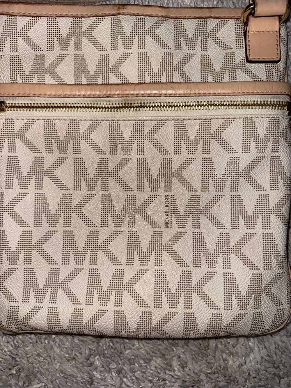 Michael Kors Beige/Tan Signature MK Crossbody Bag